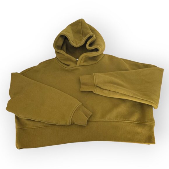 Forever 21 Army Green Brown Cropped Fleece Hoodie Medium - Picture 6 of 8